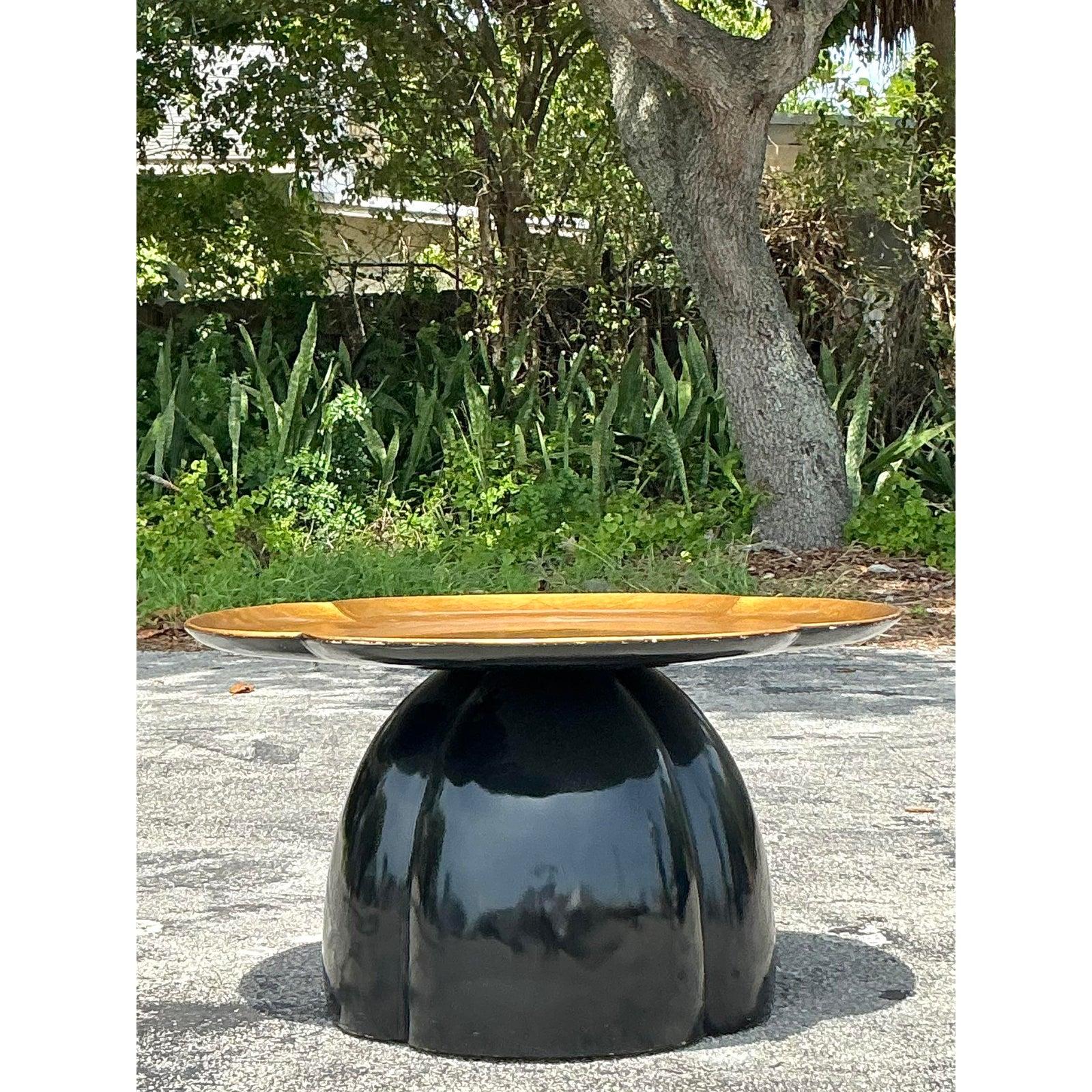 Contemporary Vintage Regency Lacquered Lotus Coffee Table For Sale