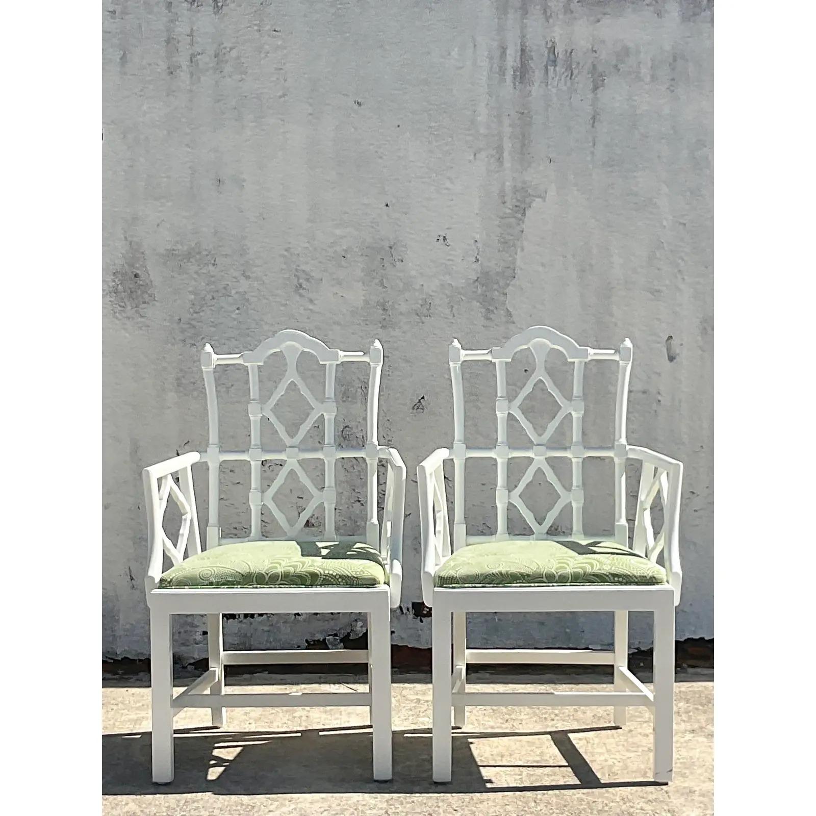 Vintage Regency Lacquered Pagoda Arm Chairs - a Pair 2