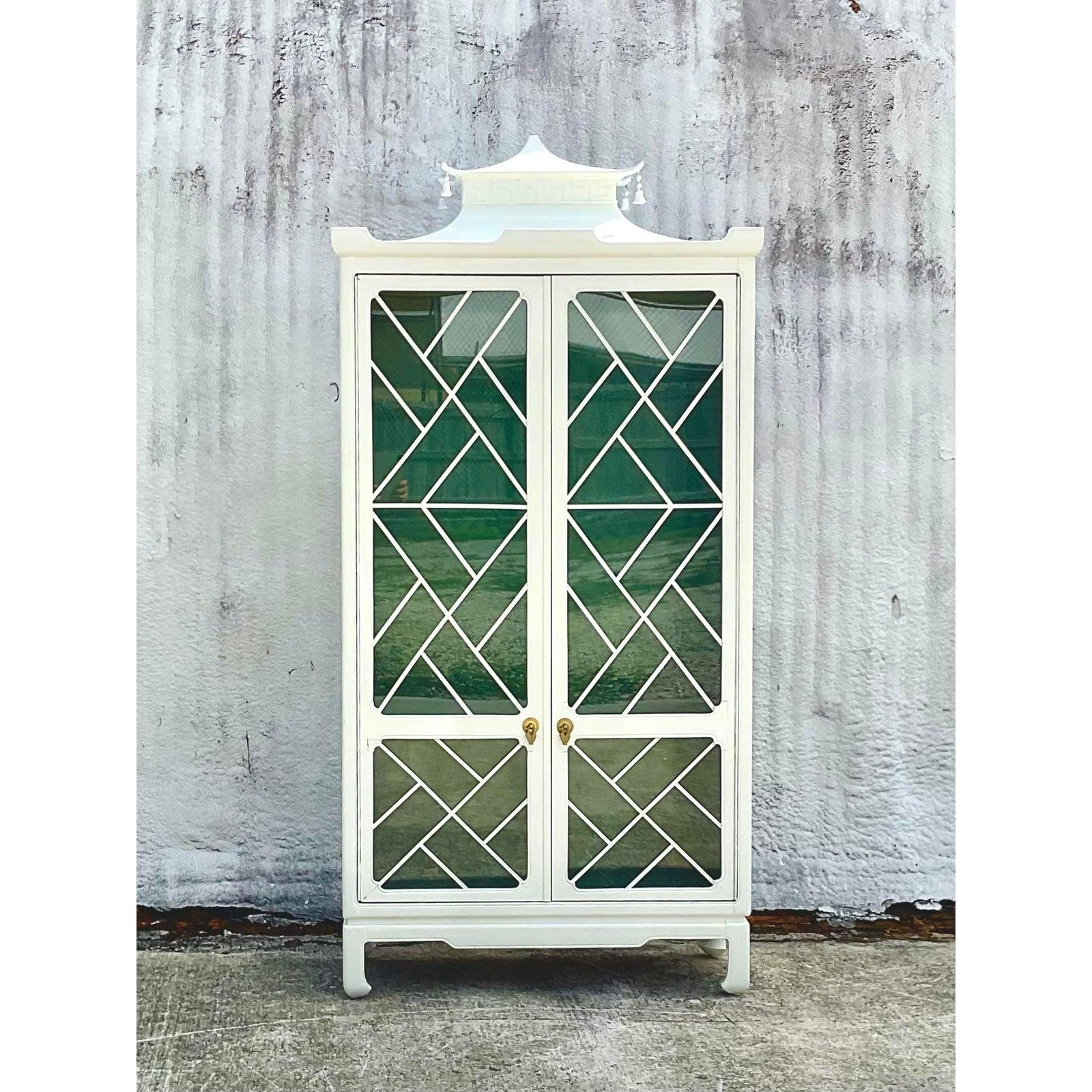 Vintage Regency Lacquered Pagoda Cabinet 3