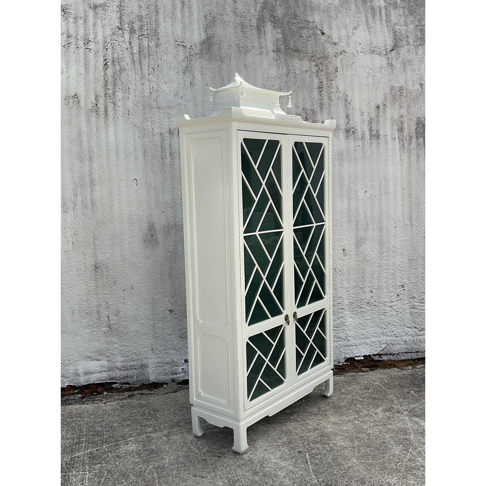 Vintage Regency Lacquered Pagoda Cabinet 4