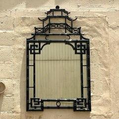 Vintage Regency Lacquered Pagoda Mirror