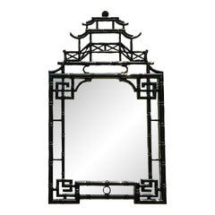 Vintage Regency Lacquered Pagoda Mirror