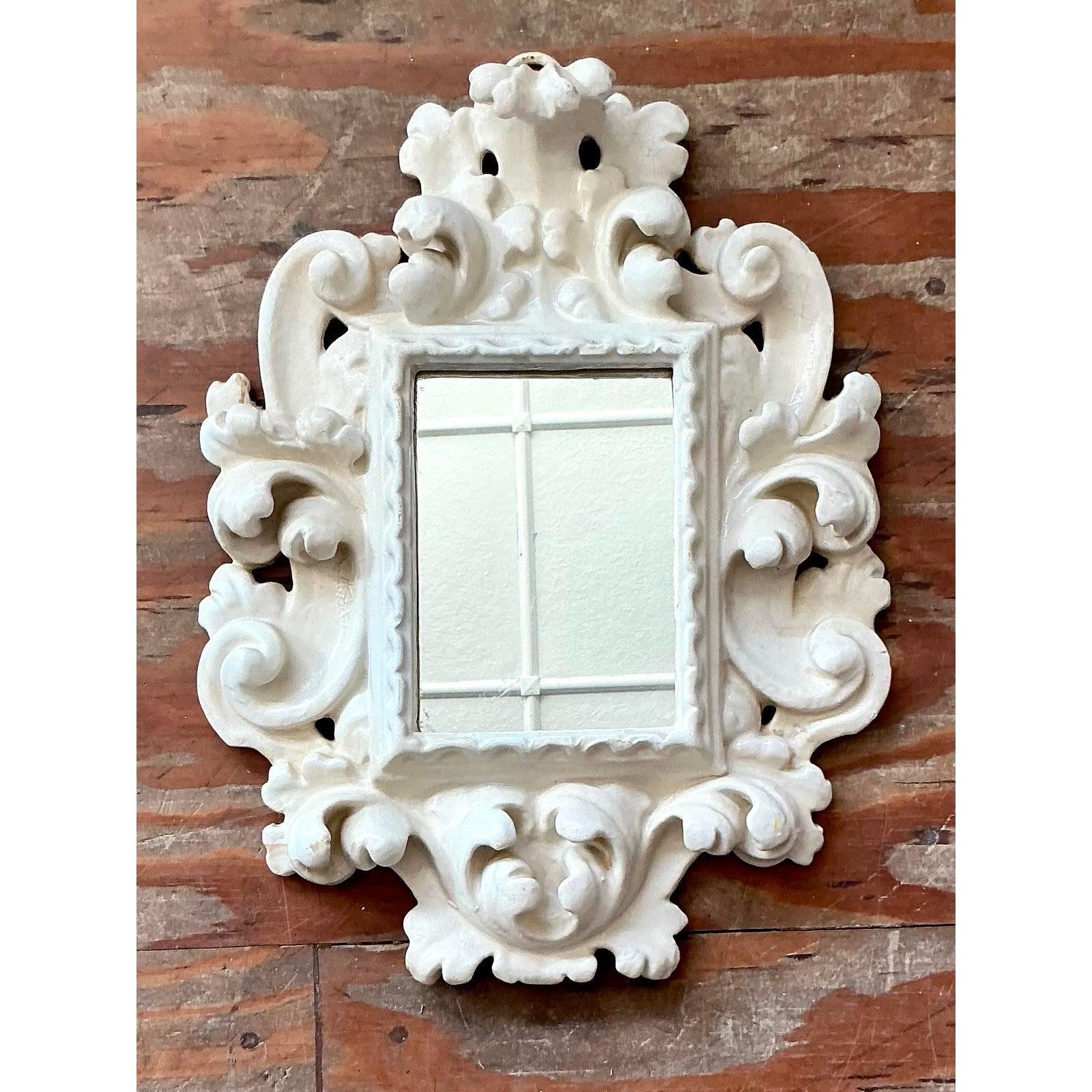 Hollywood Regency Miroir rococo laqué Vintage Regency en vente