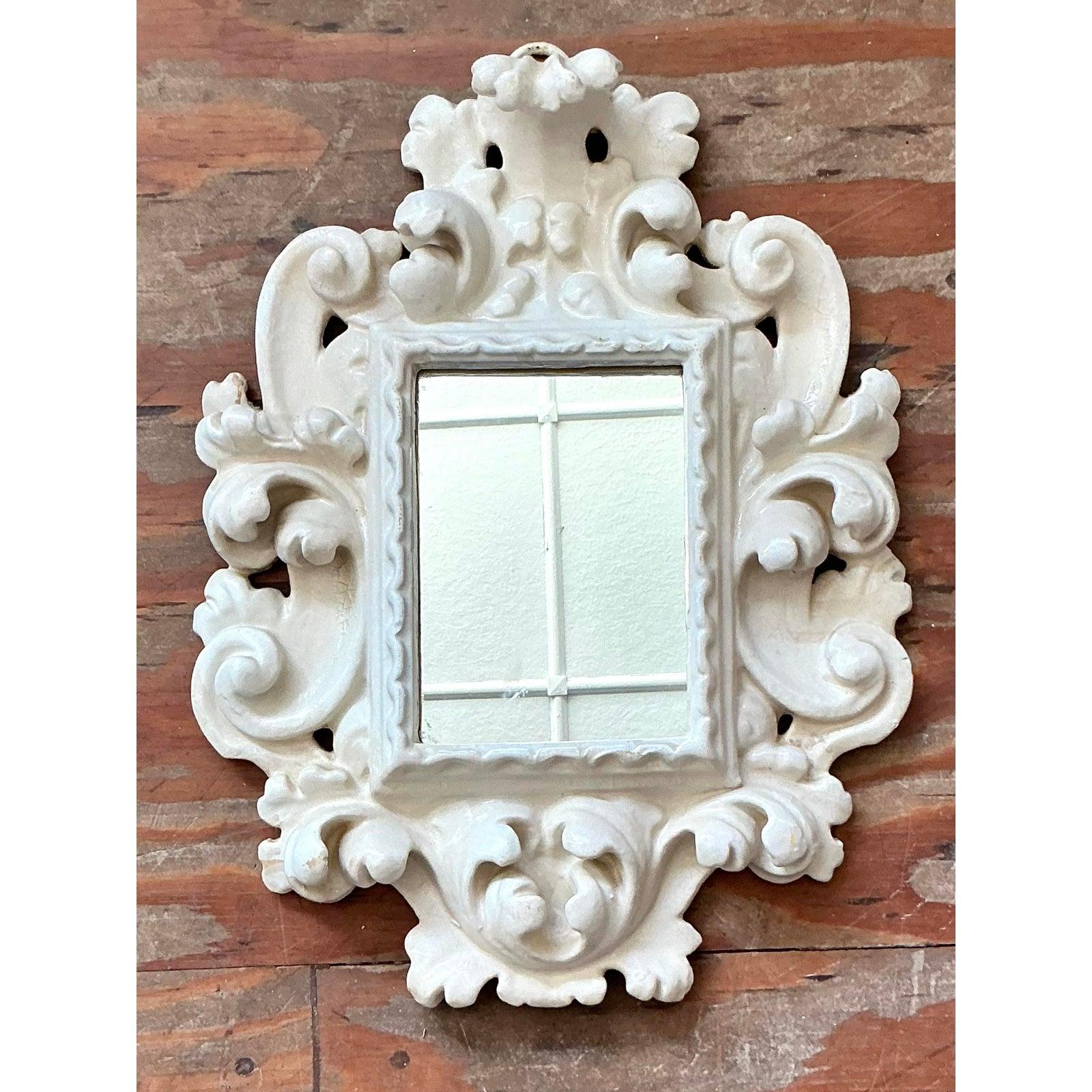 20ième siècle Miroir rococo laqué Vintage Regency en vente