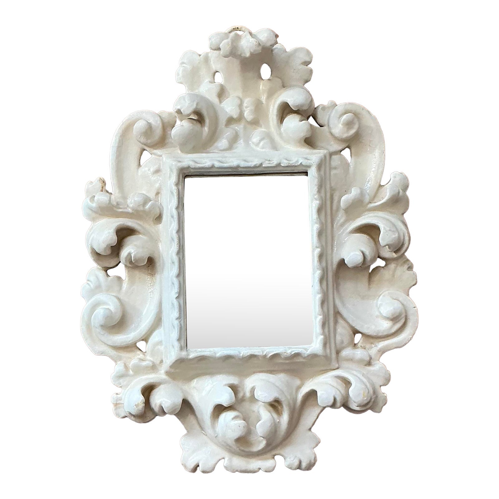 Miroir rococo laqué Vintage Regency en vente