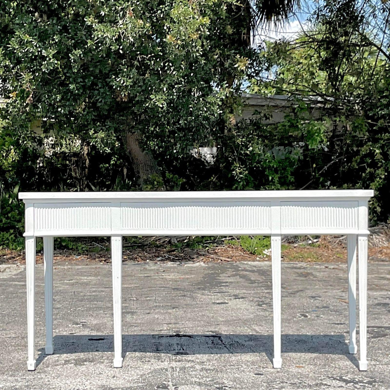 Vintage Regency Lacquered Roll Front Sideboard In Good Condition In west palm beach, FL
