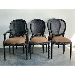 Vintage Regency Lacquered Rope Dining Chairs - Set of 6
