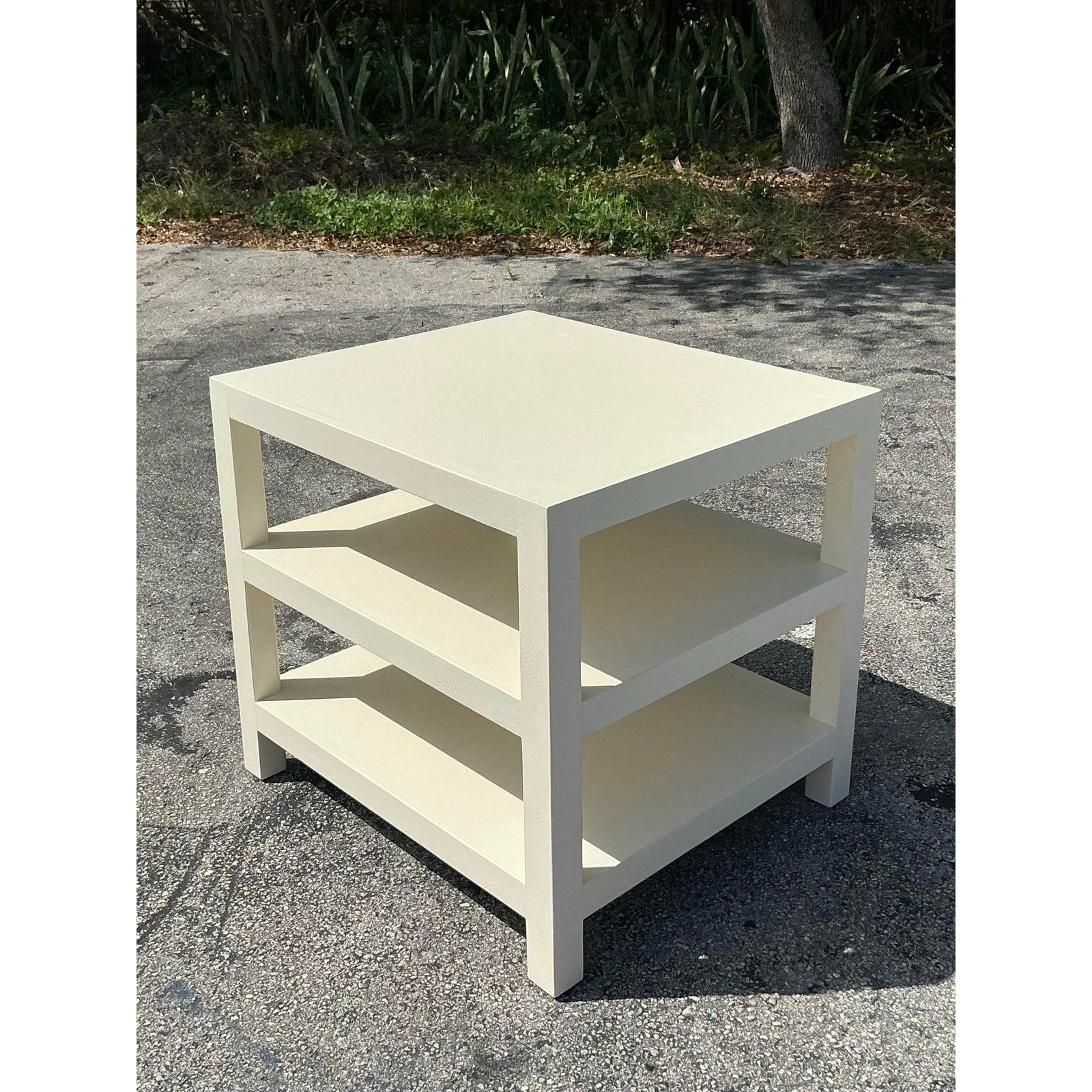 Contemporary Vintage Regency Lacquered Stacked Side Table For Sale