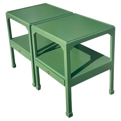 Vintage Regency Lacquered Stacked Side Tables - a Pair