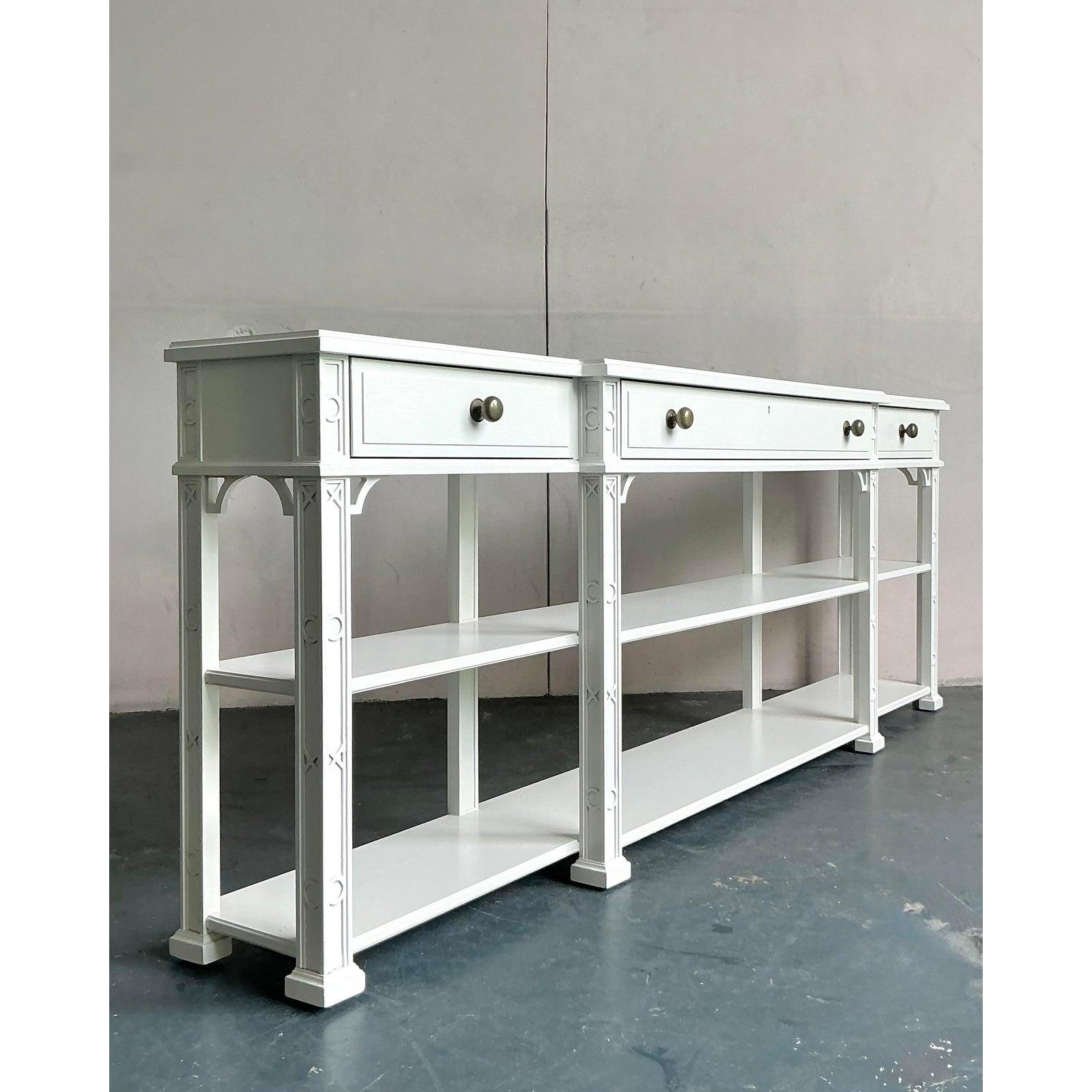 American Vintage Regency Lacquered Stanley Long Credenza For Sale