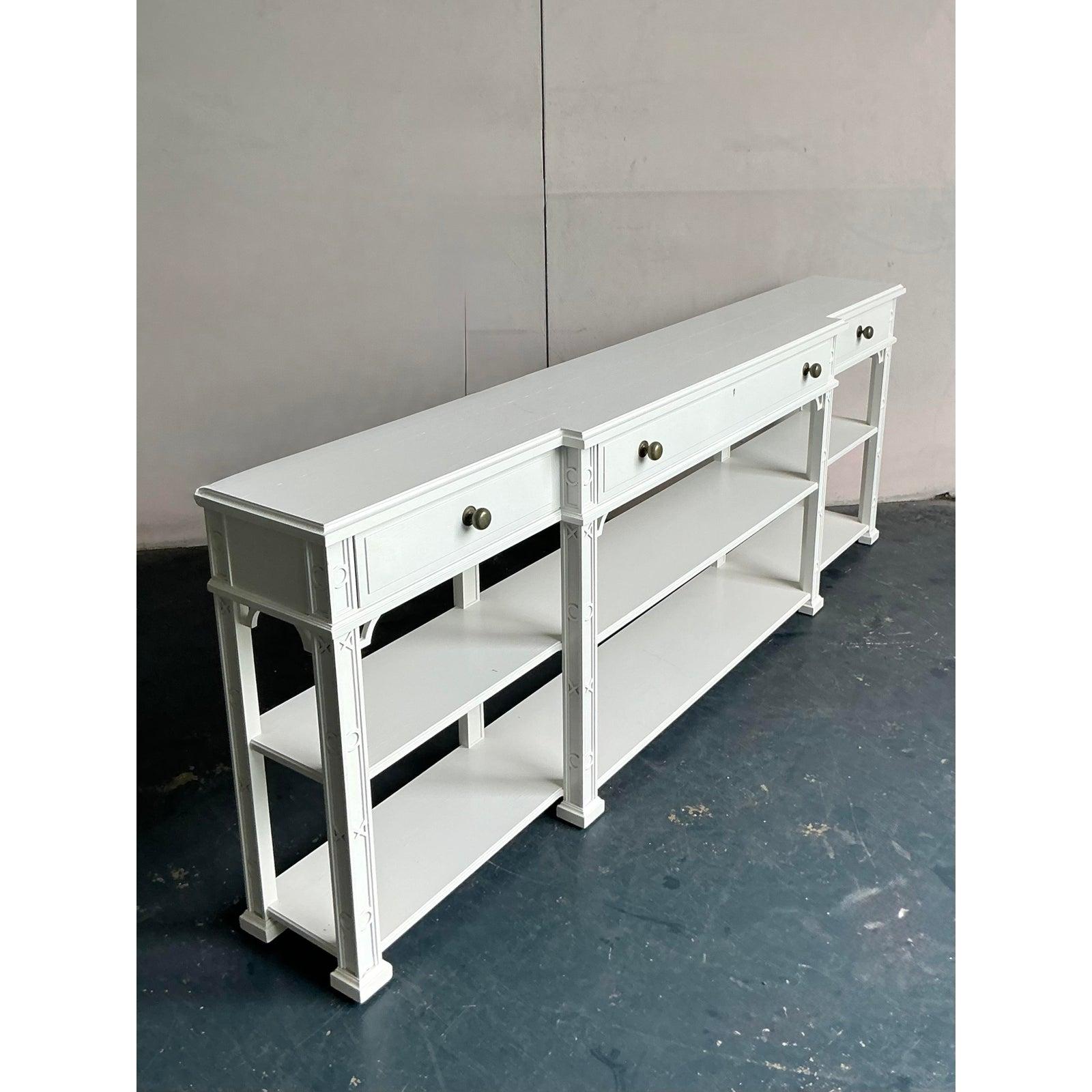20th Century Vintage Regency Lacquered Stanley Long Credenza For Sale