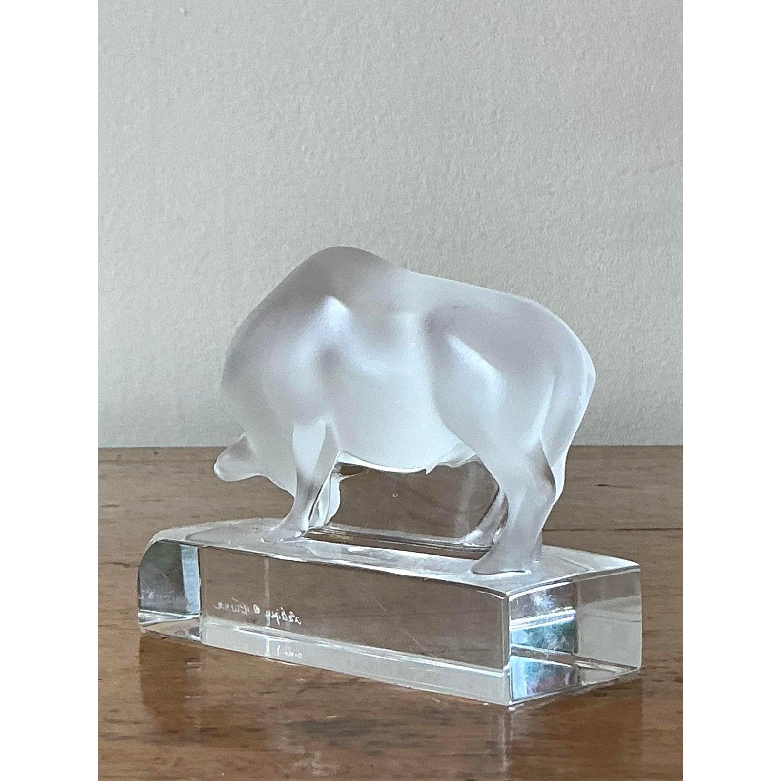 Francese Toro di vetro Lalique d'epoca Regency in vendita