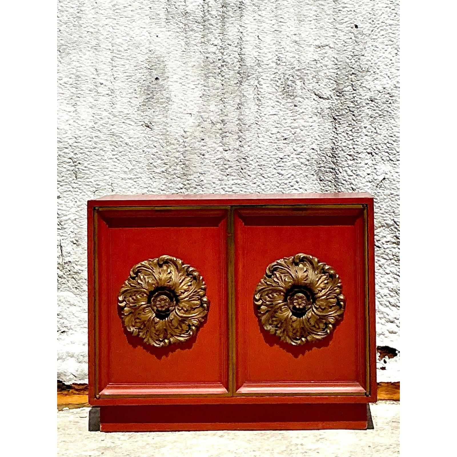 Vintage Regency Lane Gilt Floral Cabinet For Sale 3