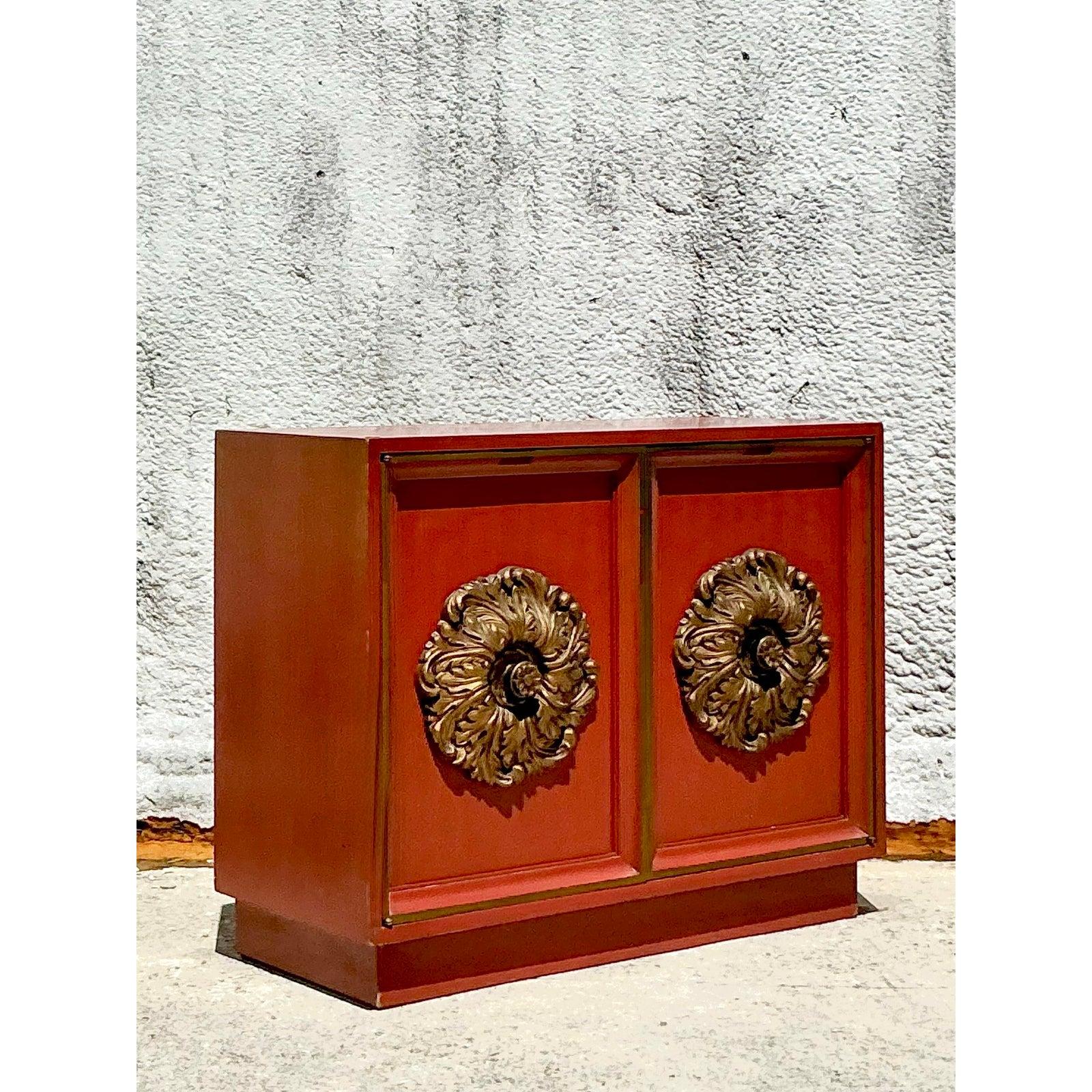 20th Century Vintage Regency Lane Gilt Floral Cabinet For Sale