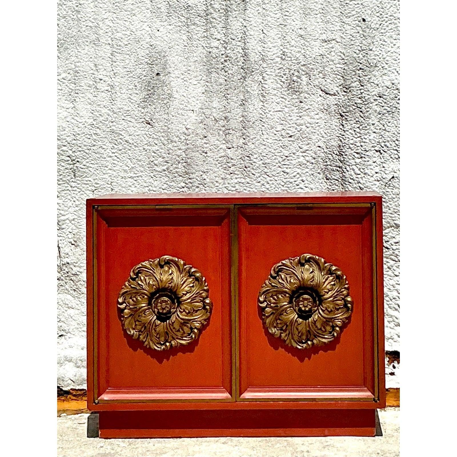 Vintage Regency Lane Gilt Floral Cabinet For Sale 1
