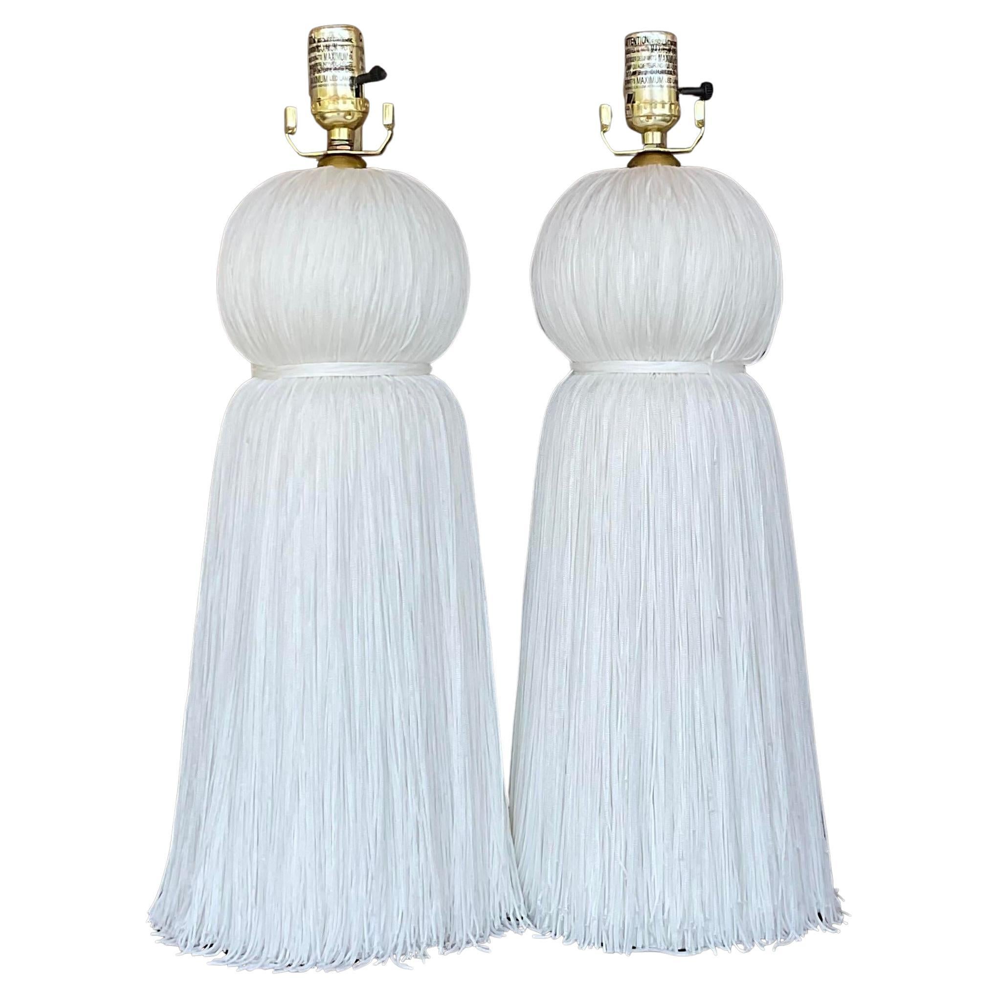 Vintage Regency Laura Kirar for Arteriors Tassle Lamps - a Pair