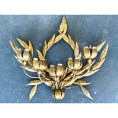Vintage Regency Laurel Leaf Wall Sconce