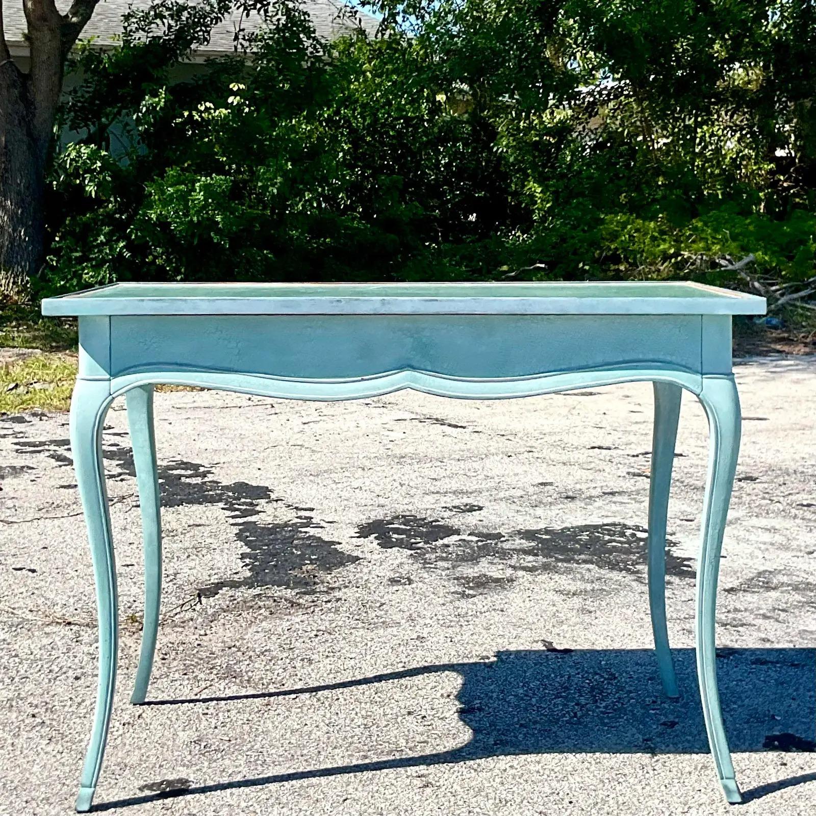 Vintage Regency Leather Top Writing Desk In Good Condition In west palm beach, FL