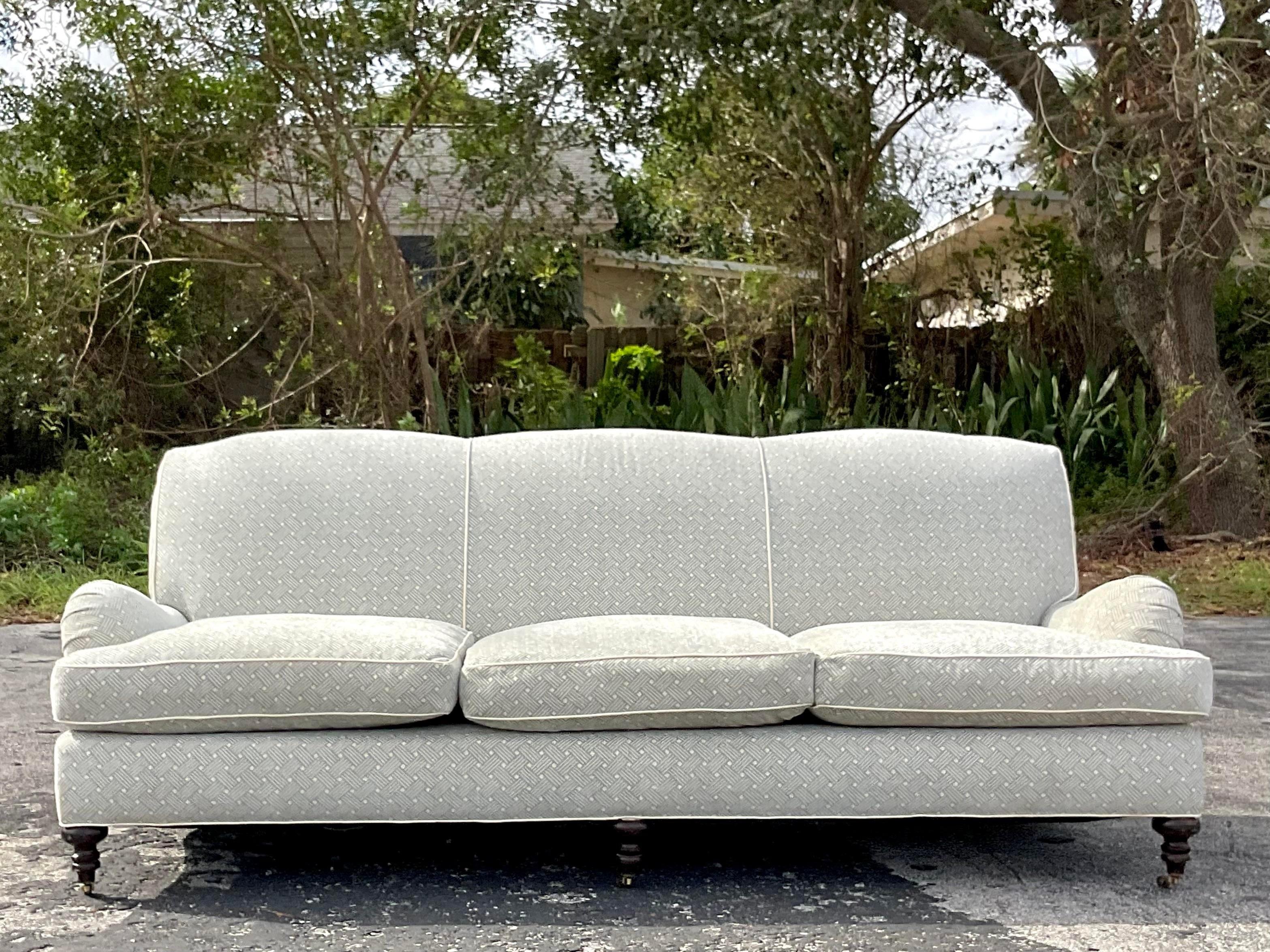 Vintage Regency Lee Industries Roll Arm Sofa In Good Condition For Sale In west palm beach, FL
