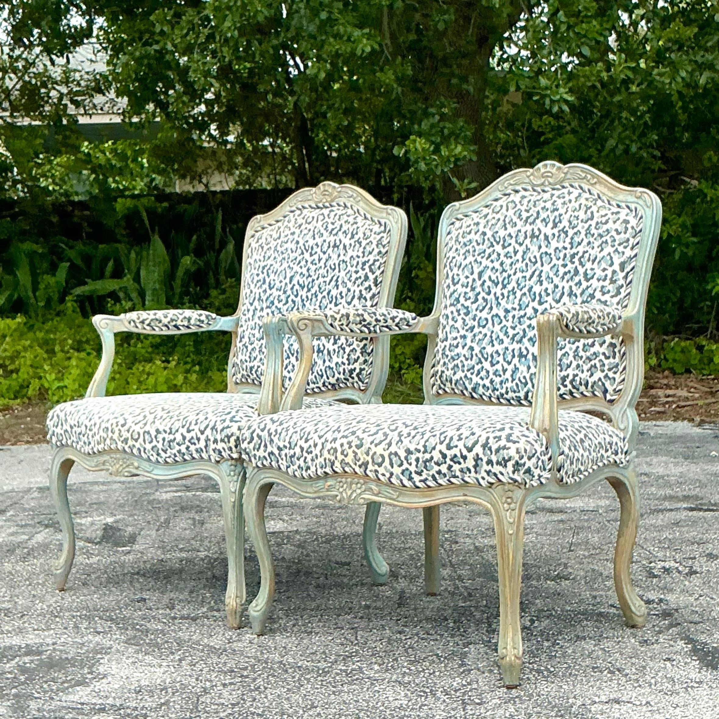 Vintage Regency Leopard Bergere Chairs - a Pair 2