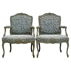 Vintage Regency Leopard Bergere Chairs - a Pair