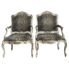 Vintage Regency Leopard Fauteuil Chairs - A Pair