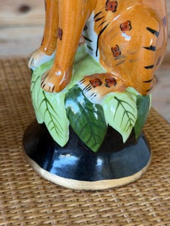 Vintage Regency Leopard Figural Ceramic Candlestick Holders-Pair