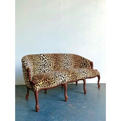 Vintage Regency Leopard Rope and Knot Sofa
