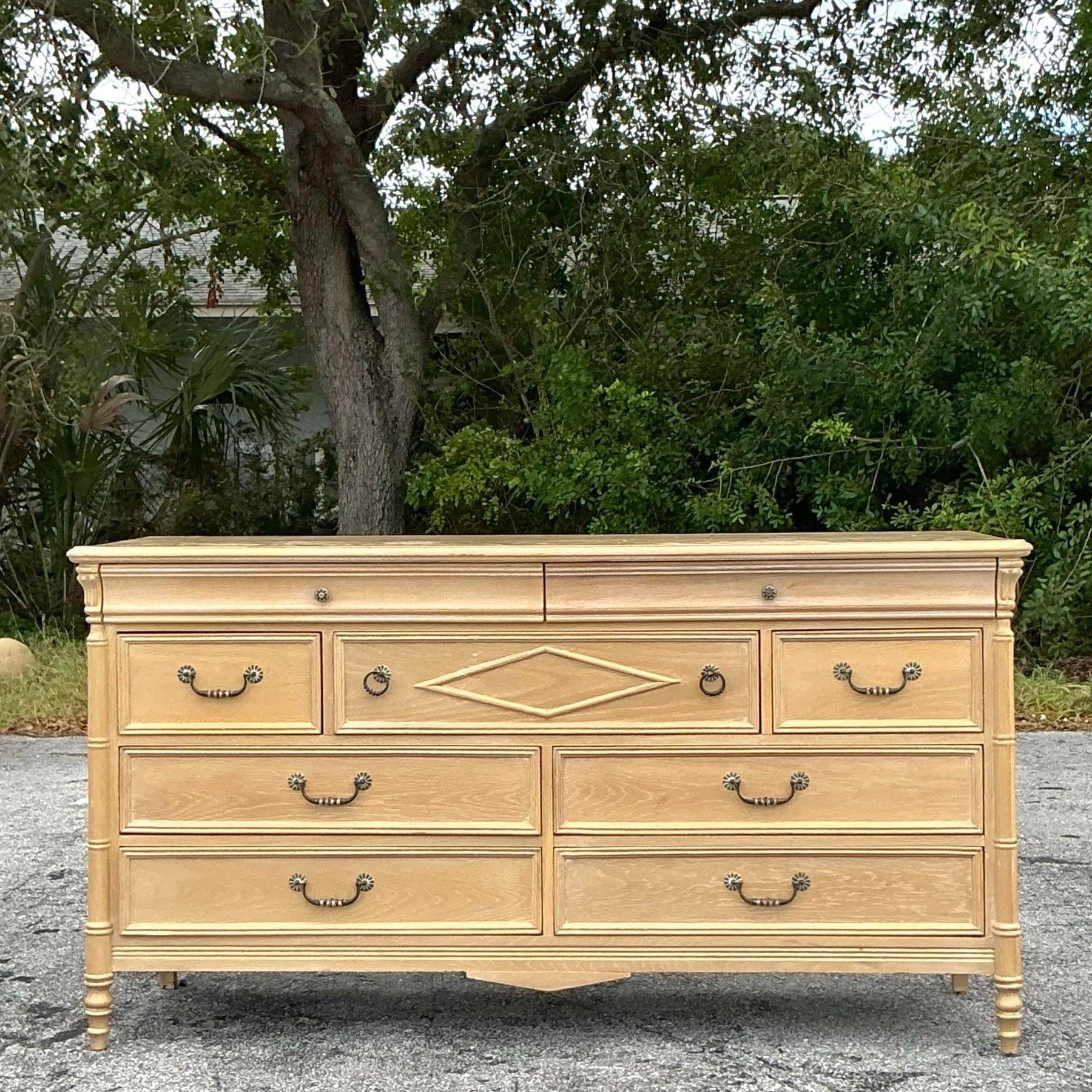 20th Century Vintage Regency Lexington Diamond Dresser For Sale