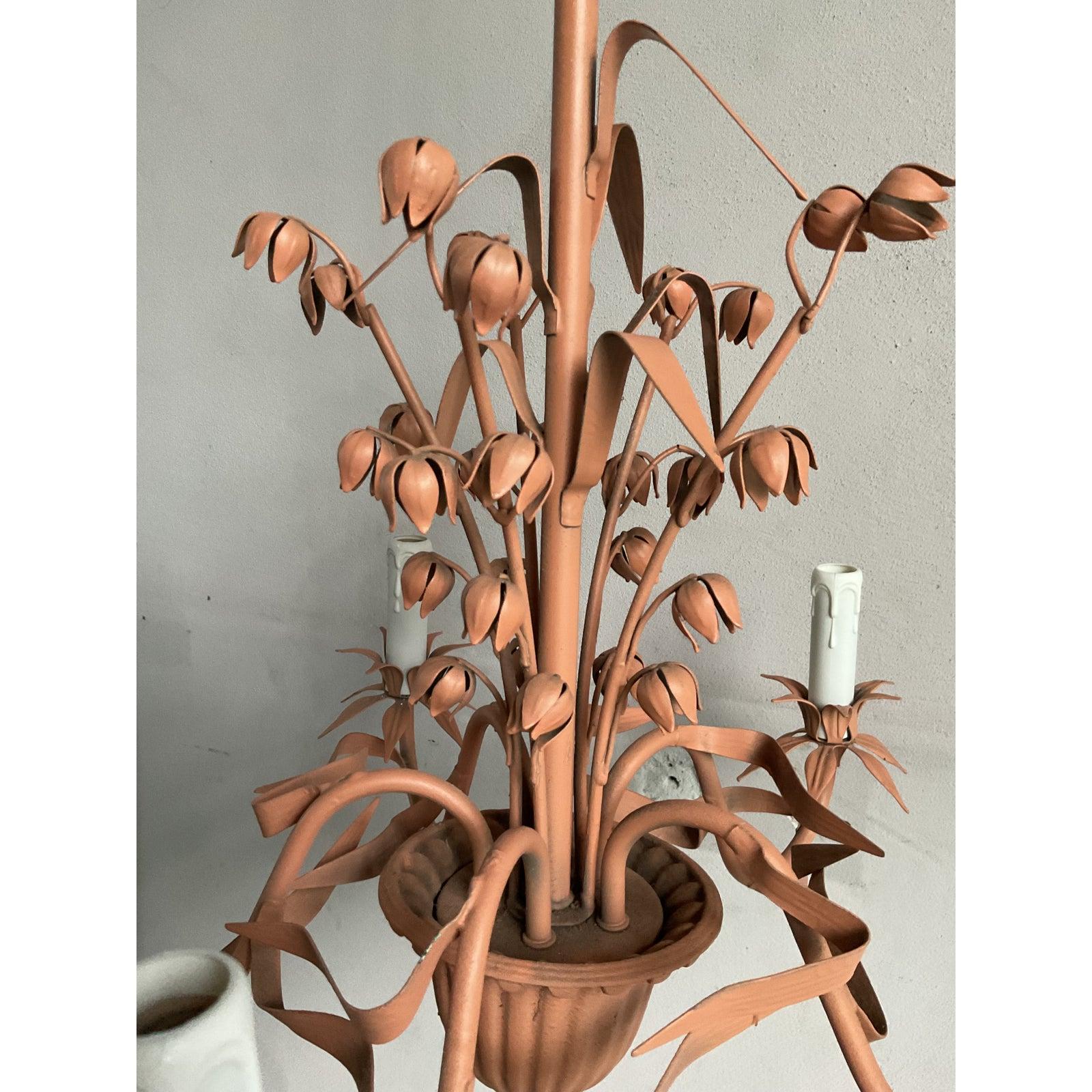 Vintage Regency Lily of the Vally Tole Chandelier For Sale 2