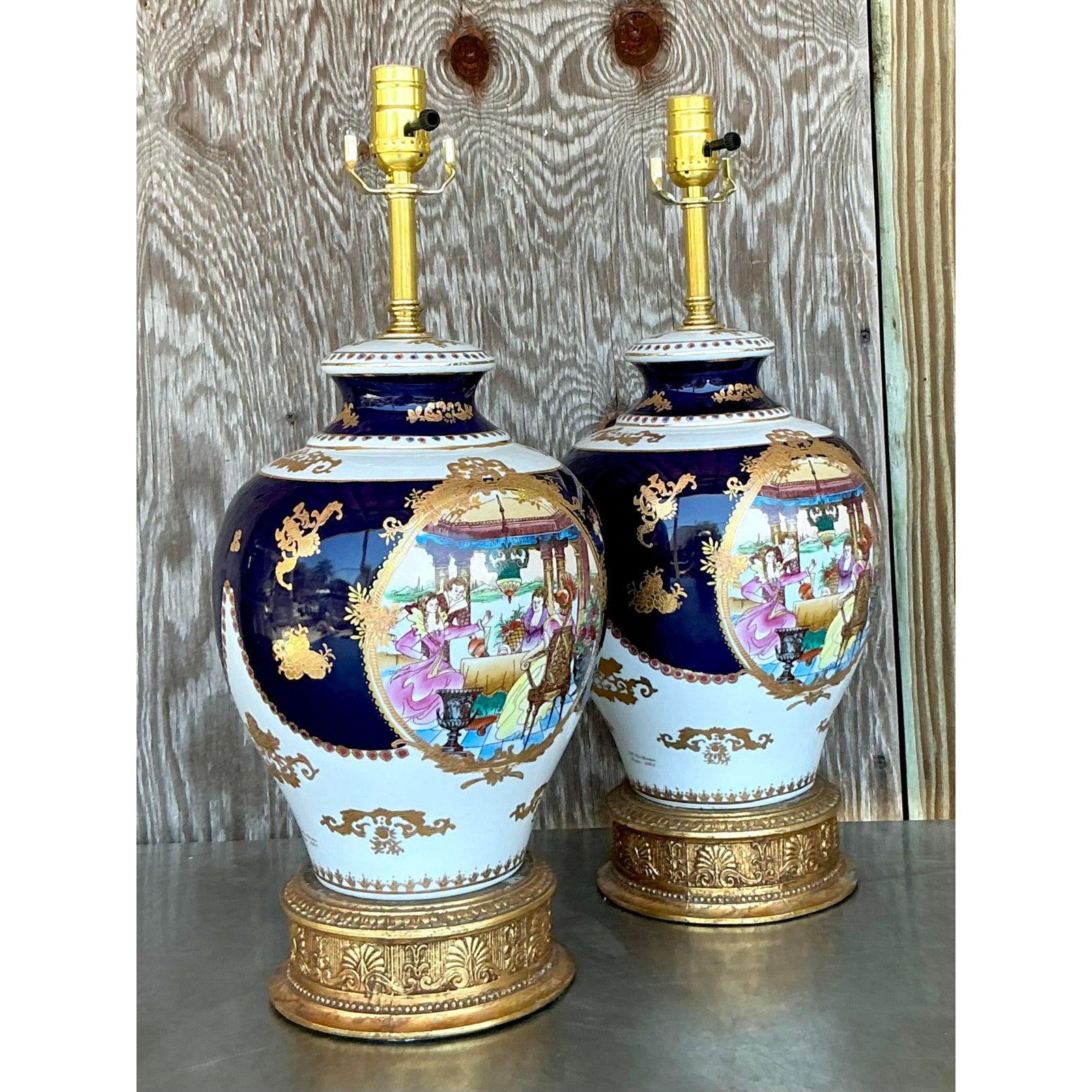 Lámparas Figurales Vintage Regency Limoges - Pareja Francés en venta