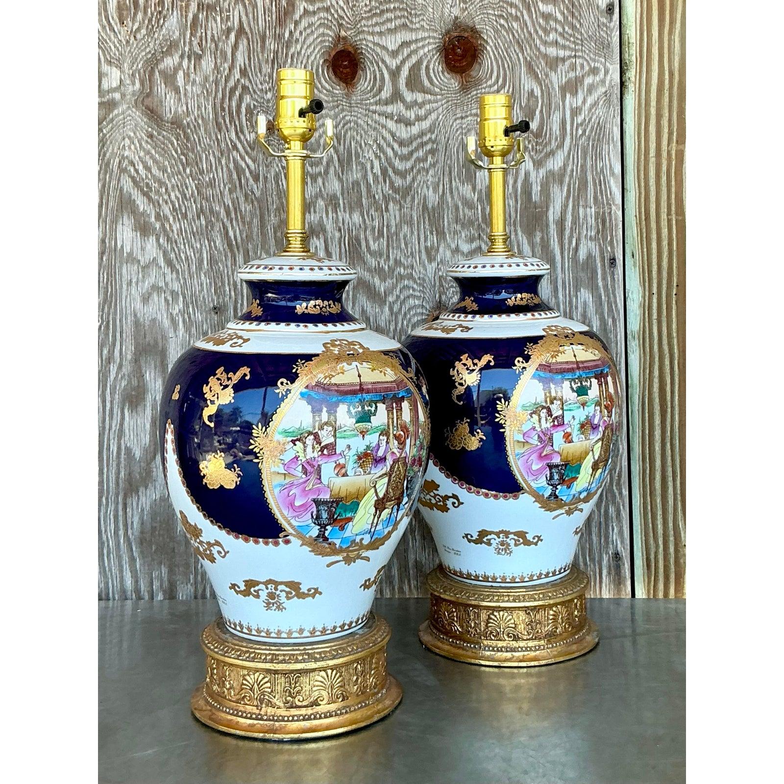 Lámparas Figurales Vintage Regency Limoges - Pareja en venta 1