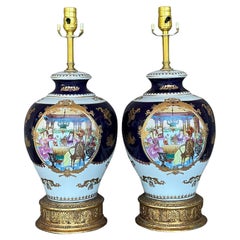 Vintage Regency Limoges Figural Lamps - A Pair