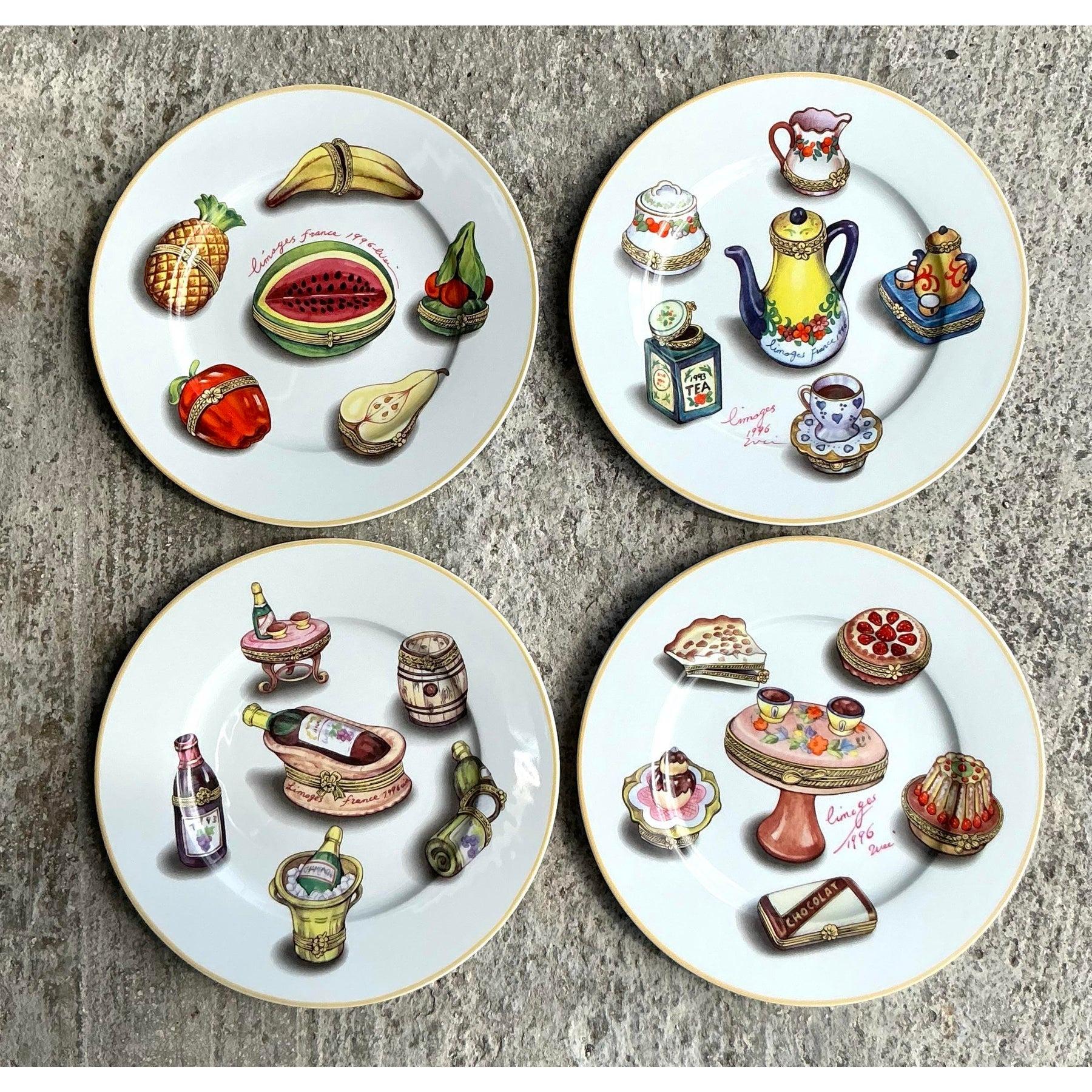 Vintage Regency Limoges Porcelana Platos de Cena - Juego de 4 en venta 1