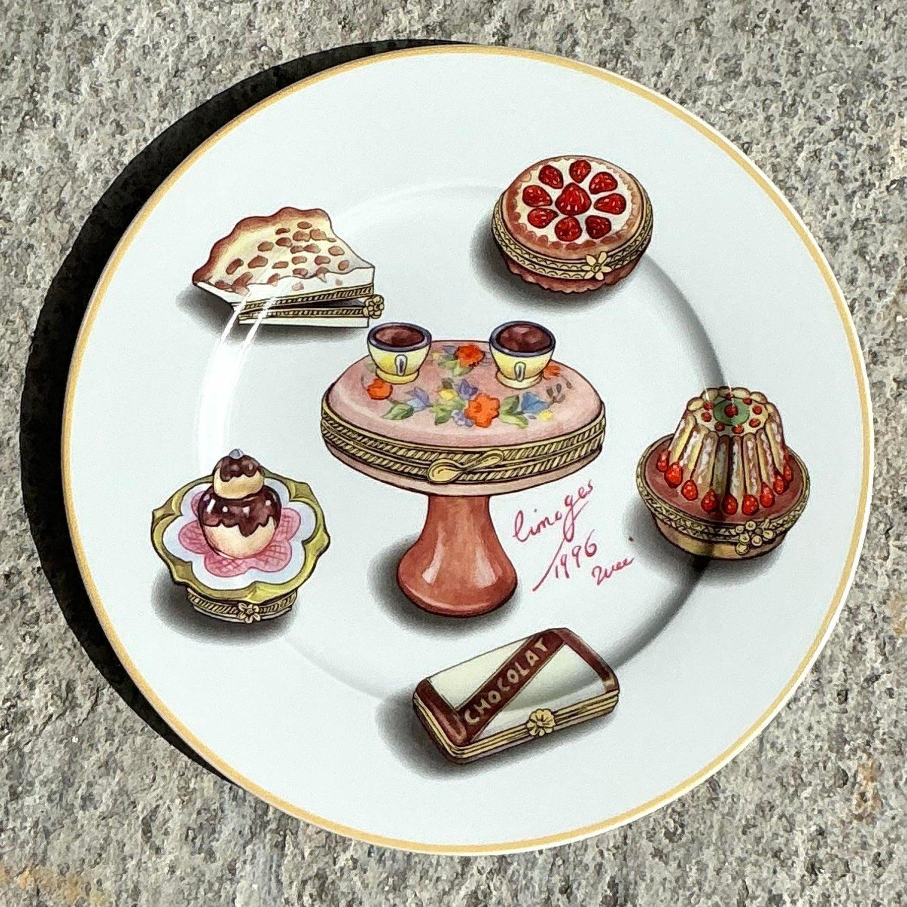Vintage Regency Limoges Porcelana Platos de Cena - Juego de 4 en venta 2