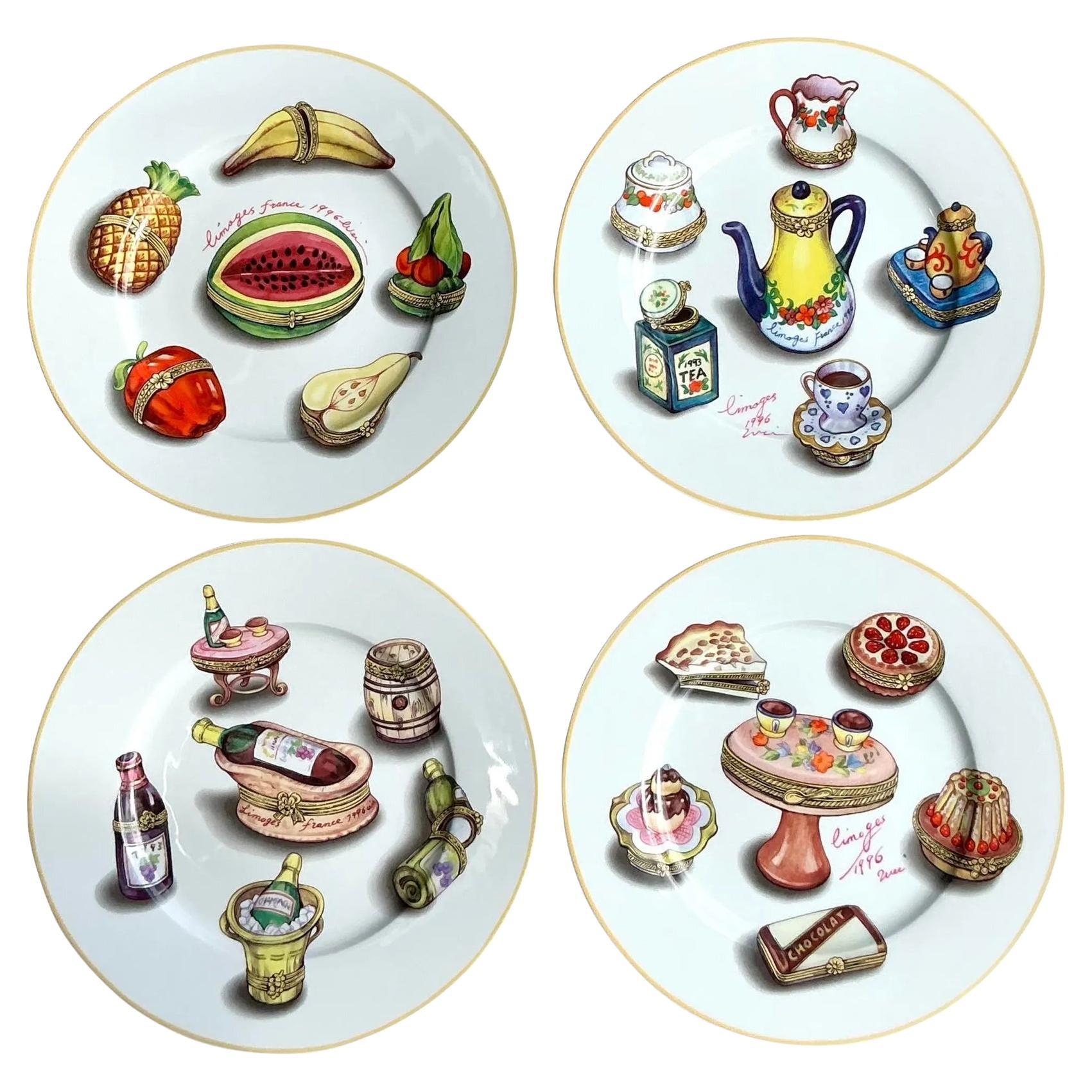 Vintage Regency Limoges Porcelana Platos de Cena - Juego de 4 en venta