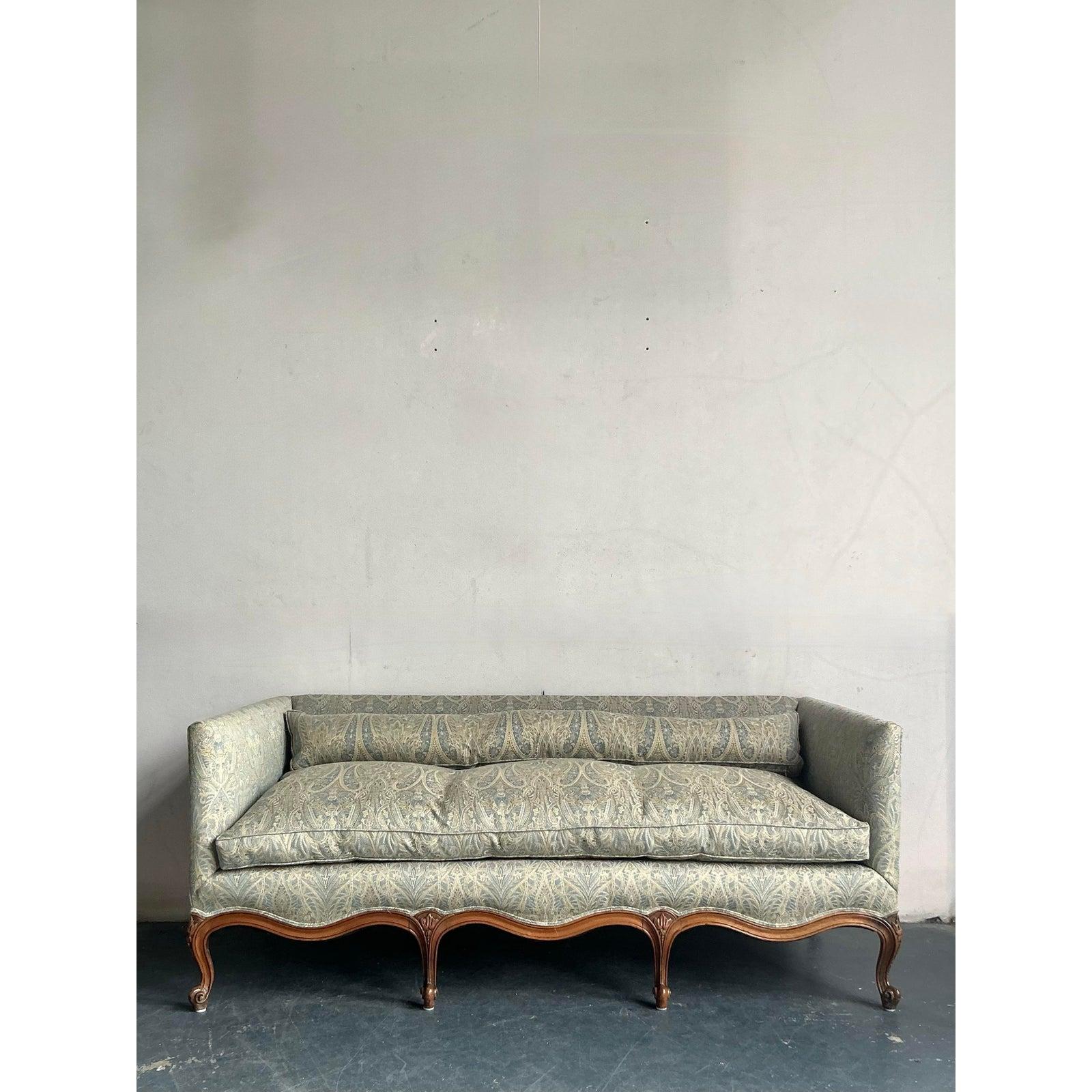 Divano vintage Regency Luigi XV in seta paisley jacquard in vendita 3