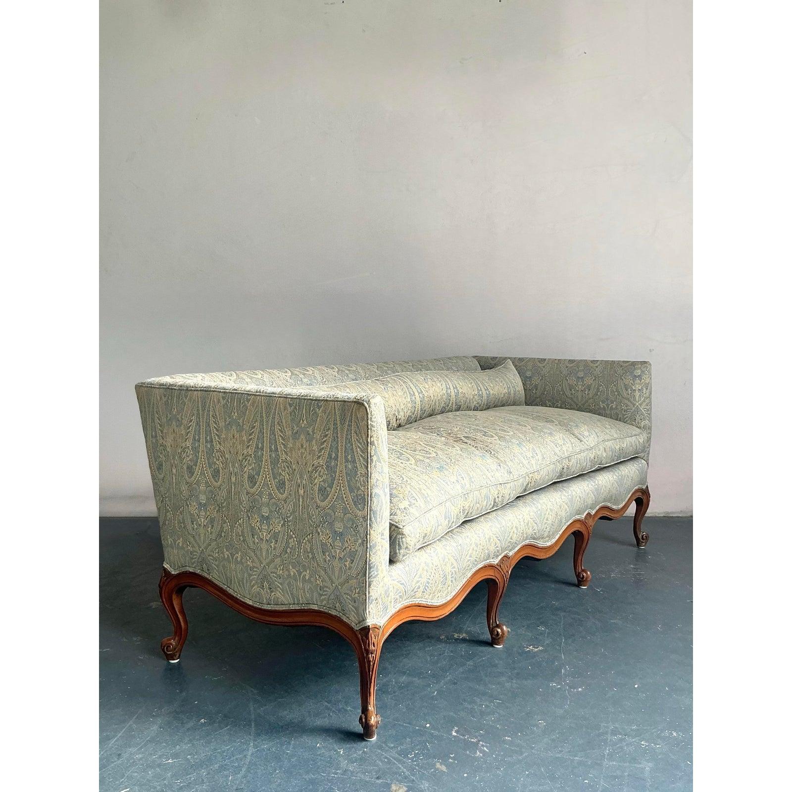 Seta Divano vintage Regency Luigi XV in seta paisley jacquard in vendita