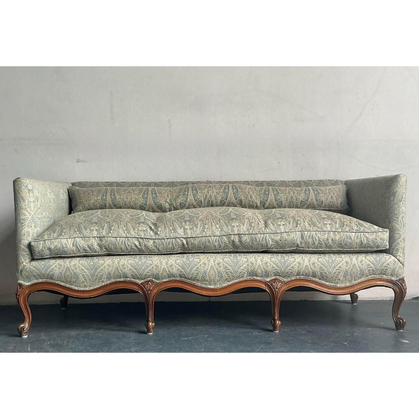 Divano vintage Regency Luigi XV in seta paisley jacquard in vendita 2