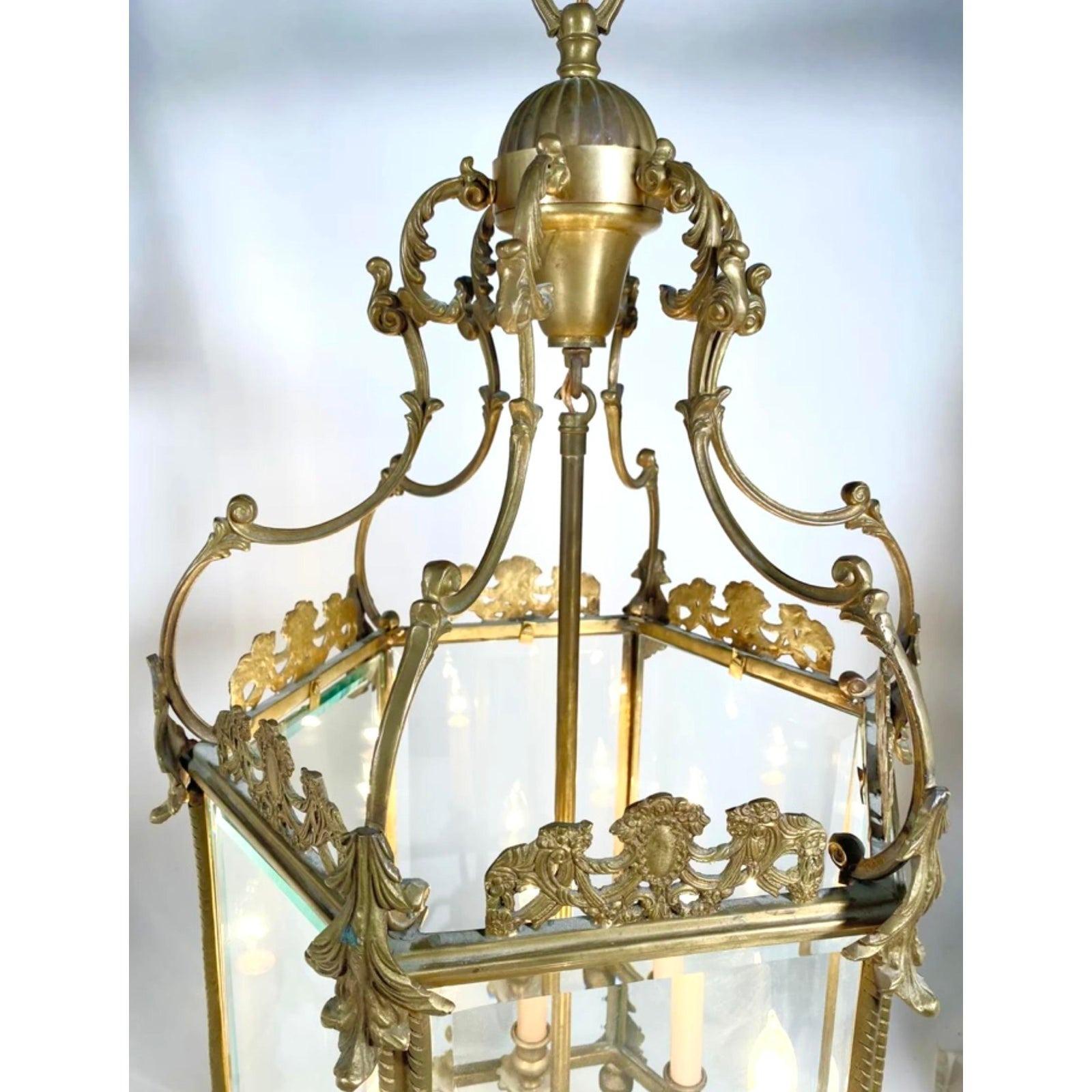 Vintage Regency Louis XV Style Bronze Lantern For Sale 1