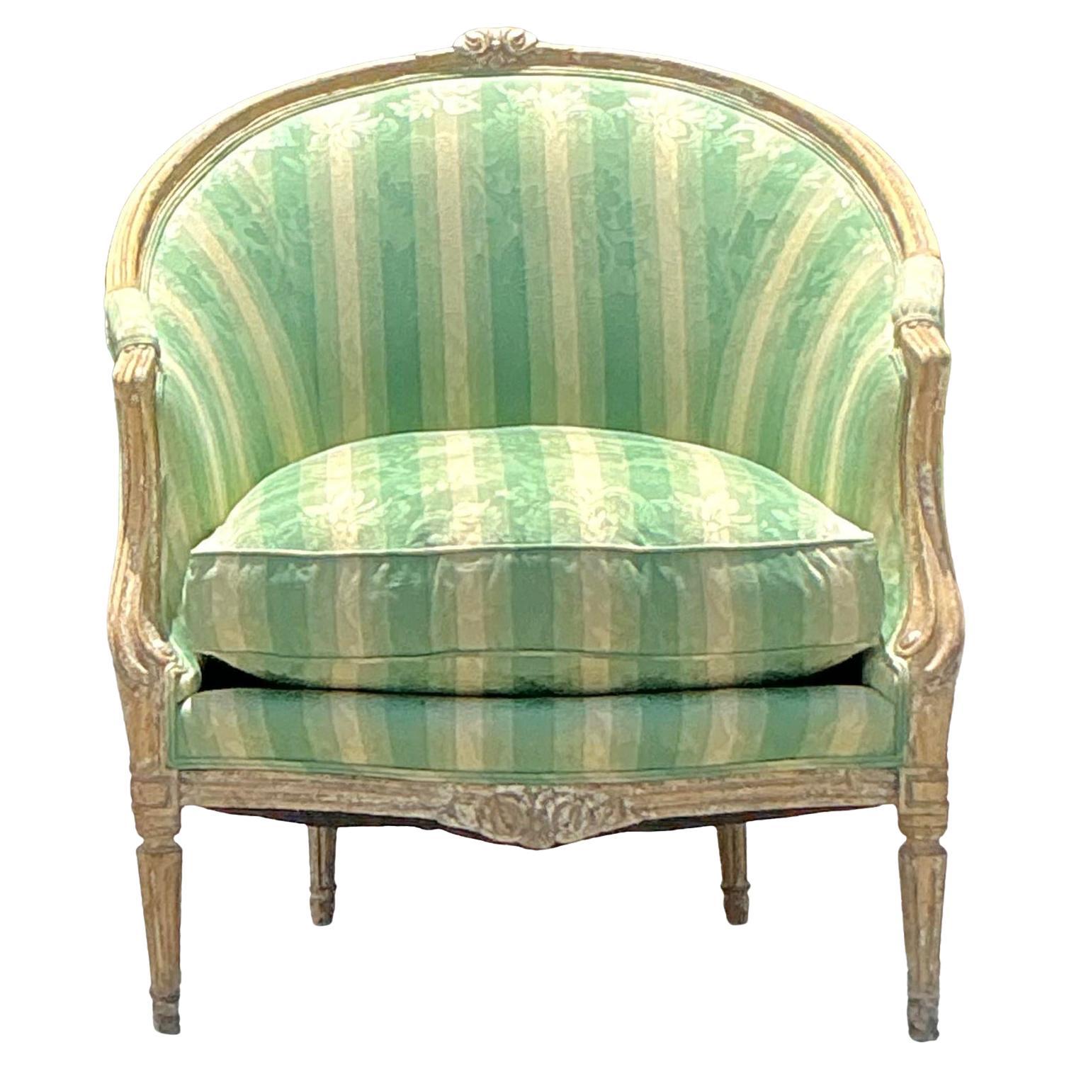 Silla Bergere Vintage Regencia Luis XVI Pintada