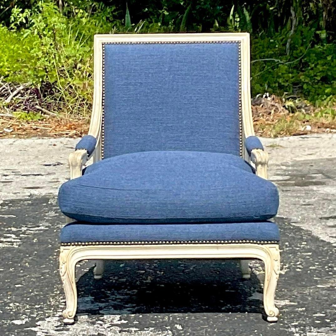 Vintage Regency Louis XVI Style Bergere Chair In Good Condition In west palm beach, FL