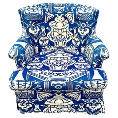 Vintage Regency Lounge Chair in Clarence House “The Vase”