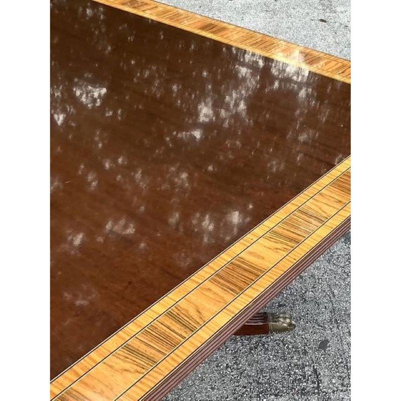 20th Century Vintage Regency Mahogany and Birdseye Duncan Phyfe Square Dining Table For Sale