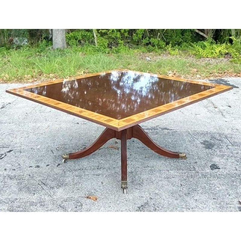 Vintage Regency Mahogany and Birdseye Duncan Phyfe Square Dining Table For Sale 2
