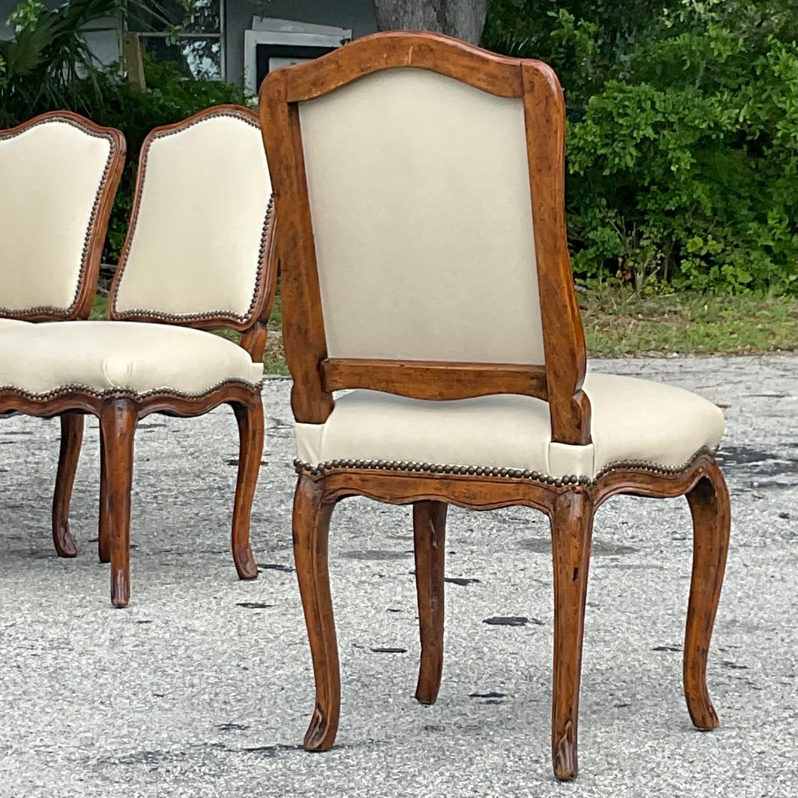 Vintage Regency Mahogany and Leather Dining Chairs, Set of 6 In Good Condition In west palm beach, FL