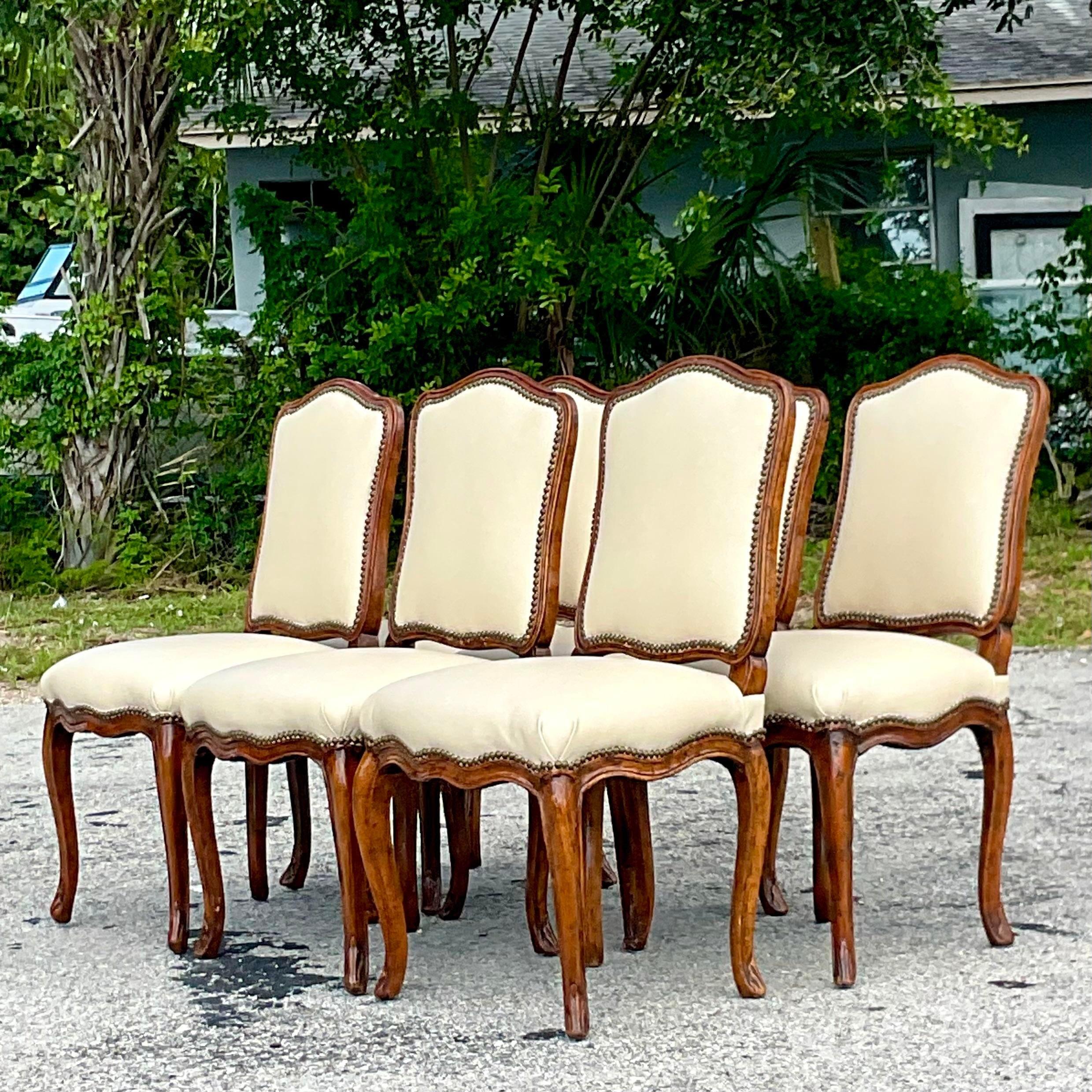 Vintage Regency Mahogany and Leather Dining Chairs, Set of 6 2