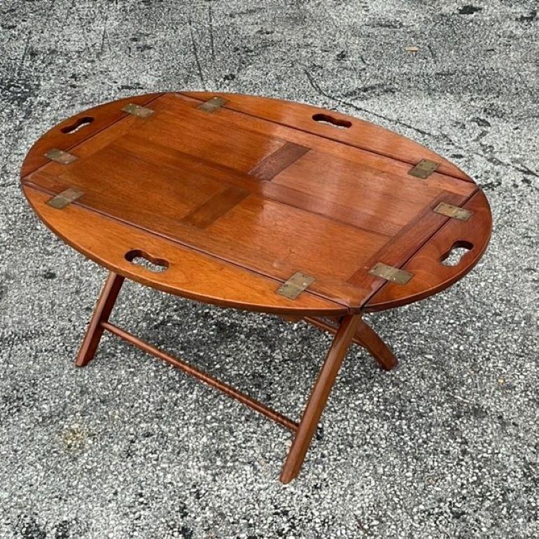 Vintage Regency Mahogany Butlers Tray Coffee Table In Good Condition In west palm beach, FL