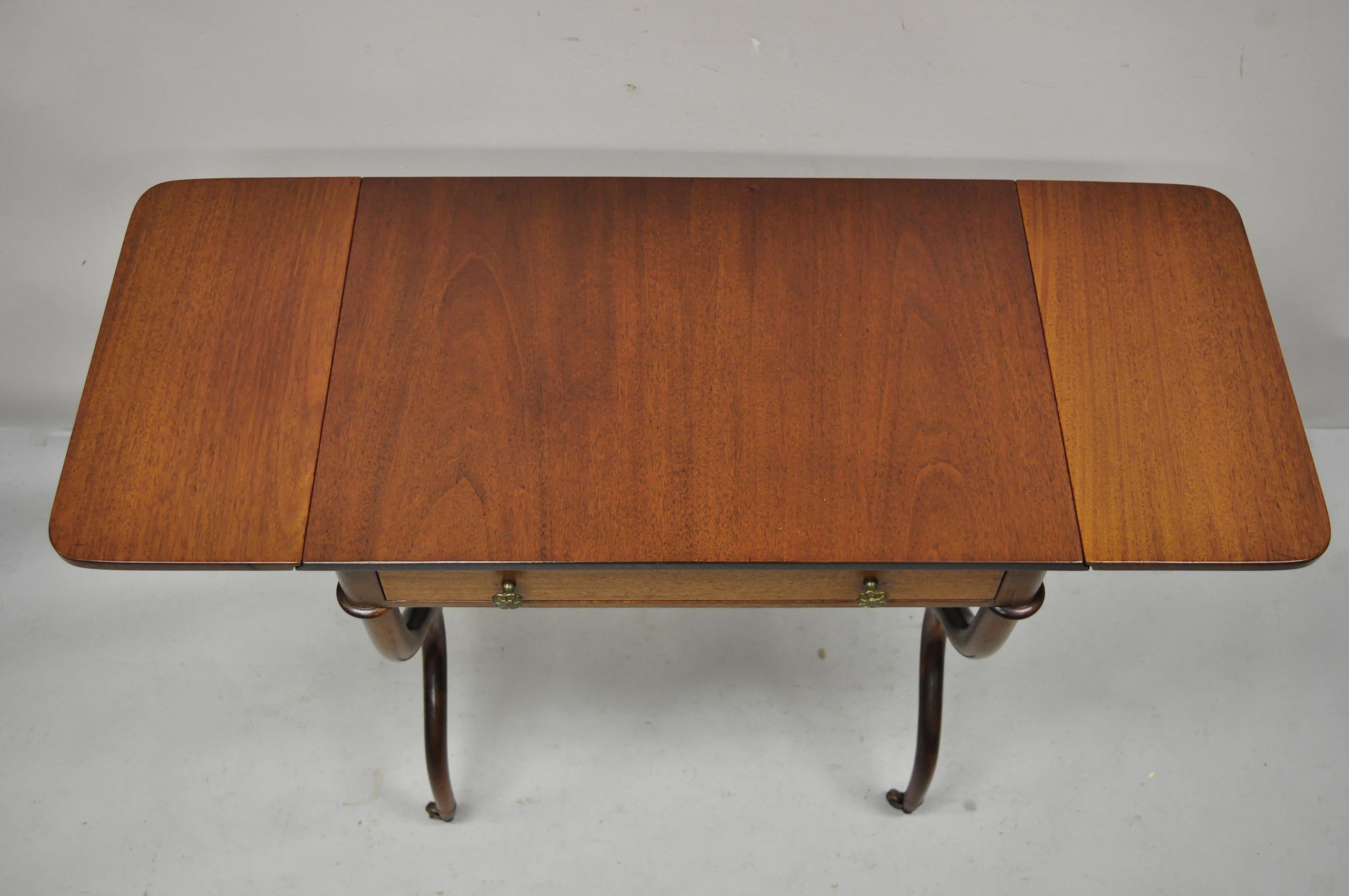 Vintage Regency Mahogany Drop Leaf Pembroke One Drawer Side Table Small Desk 3