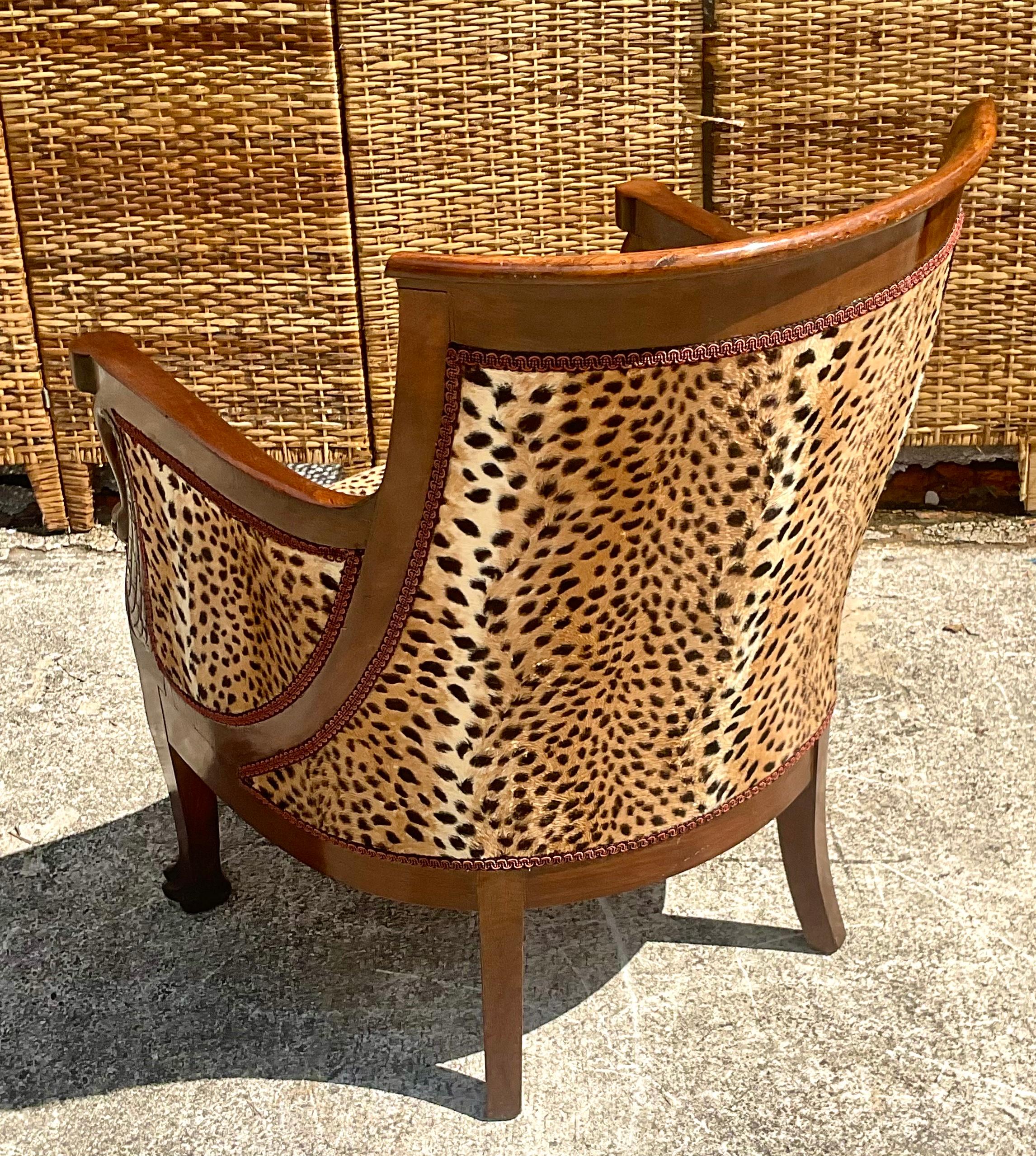 Vintage Regency Mahogany Leopard Tub Chair at 1stDibs